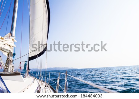sea yacht deck on tropical sea background