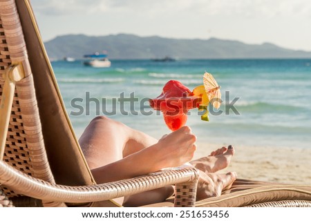 young beautiful woman enjoying summer vacation, beach relax, summer in tropics