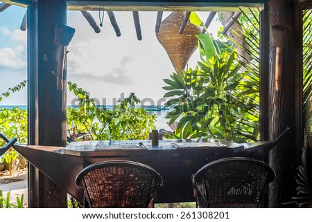 small cafe in tropics, leisure time, lounge area