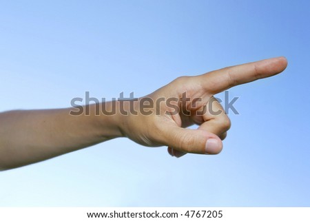 close up of pointing hand
