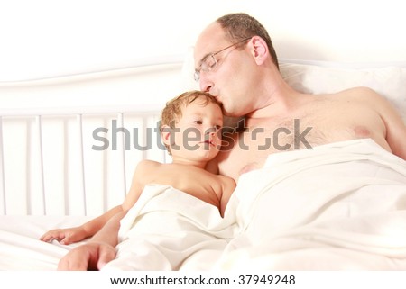 father and son going to sleep