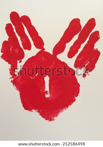 Red handprint heart