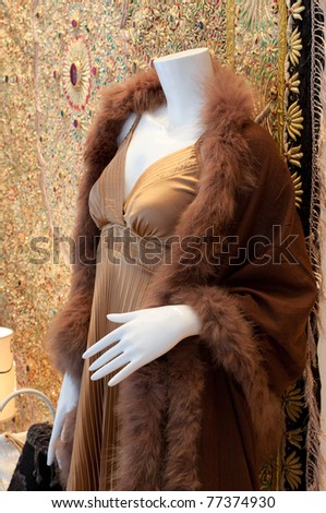 A luxury silk dress and women fur coat