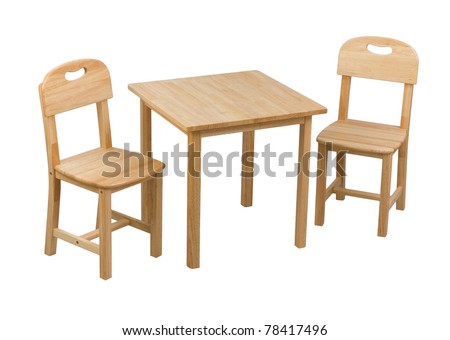 A Small Wooden Chairs And Desk For Kids Stock Photo 78417496 ...
