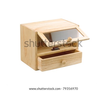 A small wooden cabinet for store small bottle or small utensil in kitchen