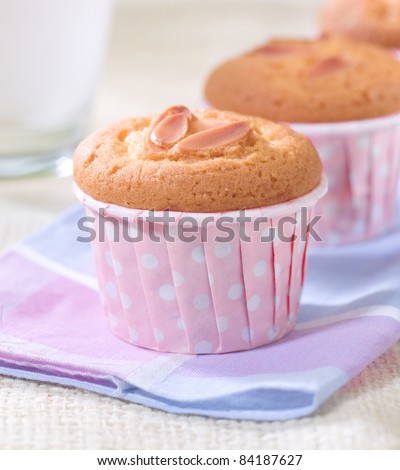Delicious cupcakes topping with almond nice for party snack