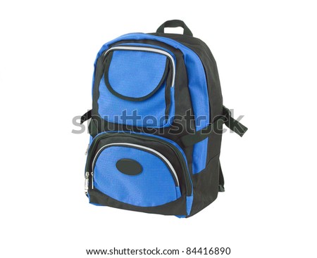 A blue canvas backpack for student or adventure