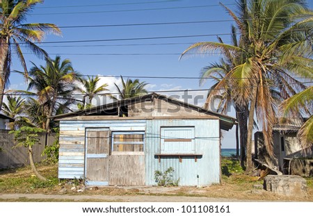 typical house architecture on Caribbean Sea San Andres Island Colombia South America