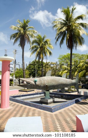 barracuda fish monument statue in park San Andres Island Colombia South America