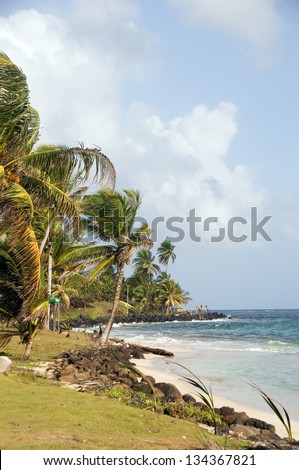 Sally Peaches beach Sally Peachie Big Corn Island Nicaragua Caribbean Sea palm coconut trees