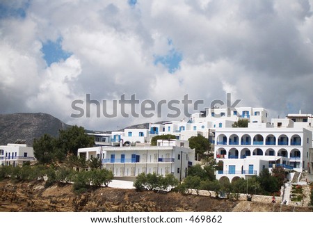 hotels on the hill in the greek islands typical Cyclades Island Paros architecture Greece