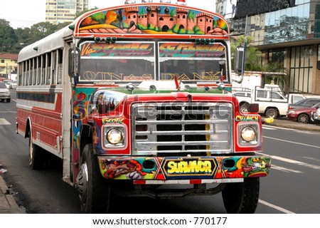 commuter bus panama city panama - stock photo commuter bus panama city panama - stock photo