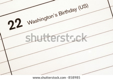 washington\'s birthday calendar blotter room for copy