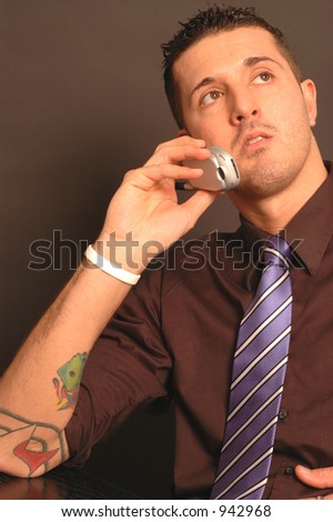 stock photo customer service with tattoo model released