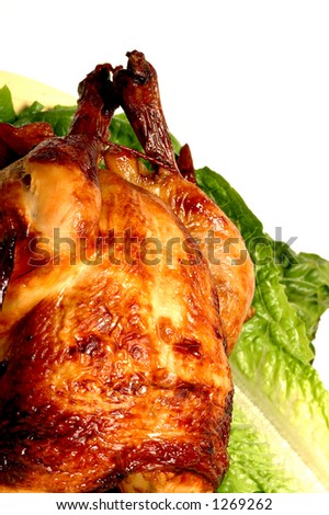 roast chicken on lettuce