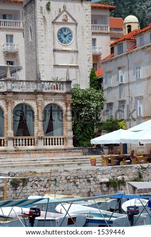 medieval architecture clock in hvar town square croatia Dalmatian Islands