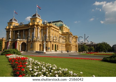 the croatian national theatre in zagreb croatia across from mimara museum - stock photo the croatian national theatre in zagreb croatia across from mimara museum - stock photo