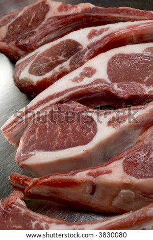 rib lamb chops prime meat in frying pan