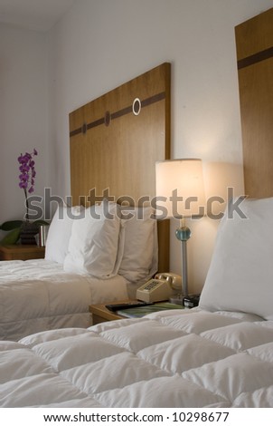 luxury hotel room with down comforter south beach miami art deco district florida usa