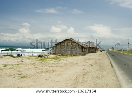 thatched roof restaurants along the ruta del sol pacific coast ecuador south america