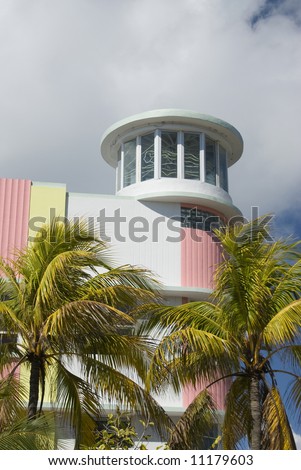 art deco buildings in miami. stock photo : hotel art deco