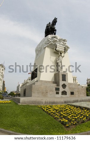 statue of jose of san martin on plaza san martin lima peru south america