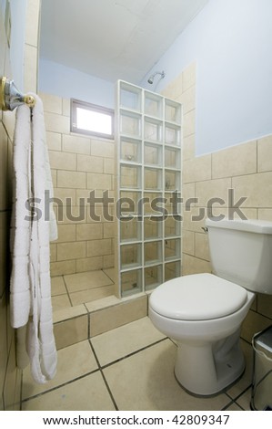bathroom in modern mid price hotel san juan del sur nicaragua in central america