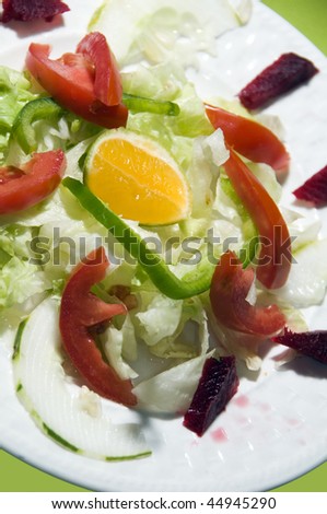 fresh garden salad nicaragua style with beets peppers lime lettuce and tomatoes as photographed in corn island nicaragua