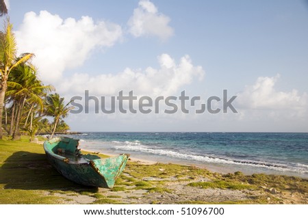 old fishing kayak boat by caribbean 