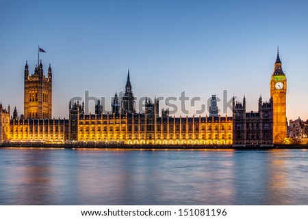 London at night: Houses of Parliament and Big Ben