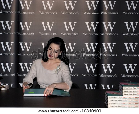 Dita Von Teese signing her book \'Burlesque and the Art of the Teese\' at Waterstone\'s, Oxford Street, London, England