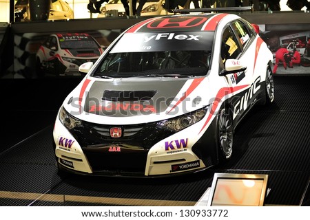 GENEVA, MAR 5: Racing car from Honda Racing, presented at the 83rd Geneva Motor Show, in Switzerland on March 5, 2013.