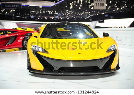 GENEVA, MAR 5: McLaren P1, hybrid super car from McLaren, presented at the 83rd Geneva Motor Show, in Switzerland on March 5, 2013.