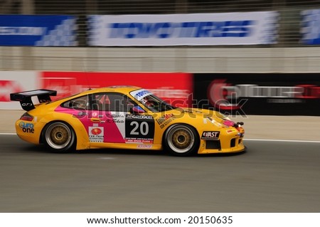 Dubai, UAE - JANUARY 12, 2008: The Porsche 99 RS GT3 from Bovi Motorsport (finished 24th in class), in action at the TOYO TIRES 24H of Dubai 2008.