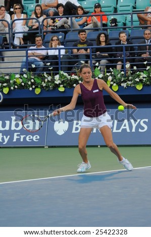 DUBAI - FEBRUARY 21: Agnieska Radwanska (POL), runner up of the Barclays Dubai Tennis Championships, in action at the final game in Dubai on February 21, 2009.
