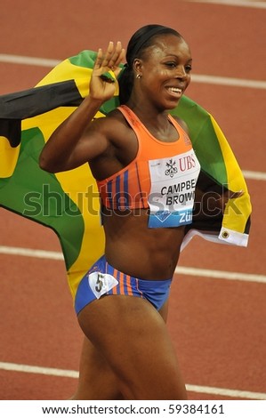 ZURICH - AUGUST 19:  100m Women - Veronica Campbell-Brown (JAM) after winning the event, at the IAAF Diamond League, on August 19, 2010 in Zurich.