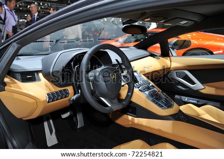 stock photo GENEVA MAR 1 Interior of the new Lamborghini Aventador LP700