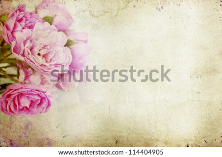 Pink Roses On Vintage Background