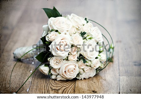Vintage Photo Of White Wedding Bouquet