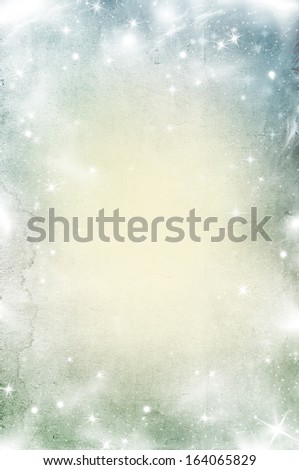 Grunge Christmas background with snowflakes and holiday lights