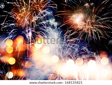 Fireworks and bokeh background