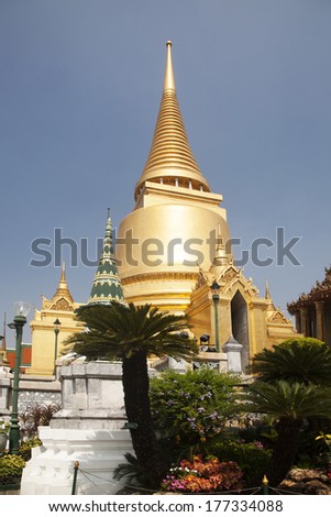 Wat Phra Kaeo, Temple of the Emerald Buddha and the home of the Thai King. Wat Phra Kaeo is one of Bangkok\'s most famous tourist sites.