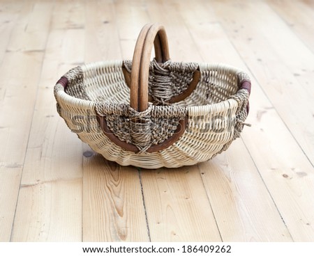 Empty basket on wooden background