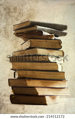 Vintage photo of pile of old books
