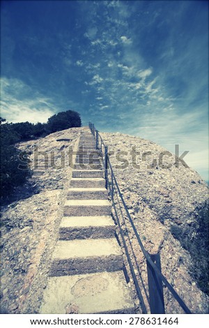 Stairway to heaven - stairway and deep blue sky