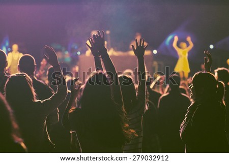 Crowd at concert - retro style photo