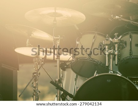 Musical equipment on stage, soft and blur concept