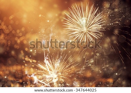 Fireworks at New Year and copy space - abstract holiday background
