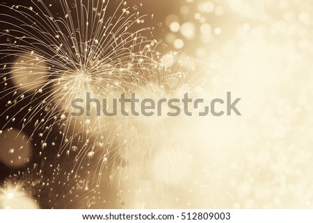 abstract holiday background - Fireworks at New Year and copy space