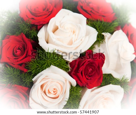 stock photo Wedding bouquet of red and white roses